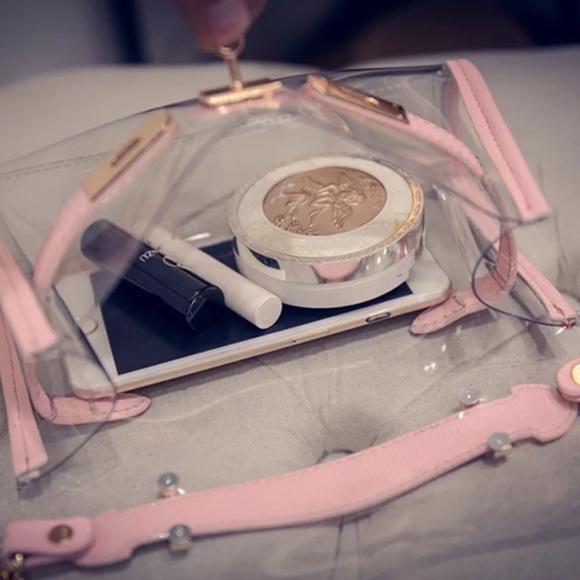 ✨CLEAR OR TRANSPARENT WITH PINK TRIM HANDBAG-NEW✨ - Picture 8 of 8